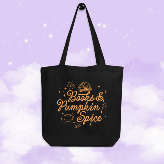 Books & Pumpkin Spice Autumn Eco Tote Bag