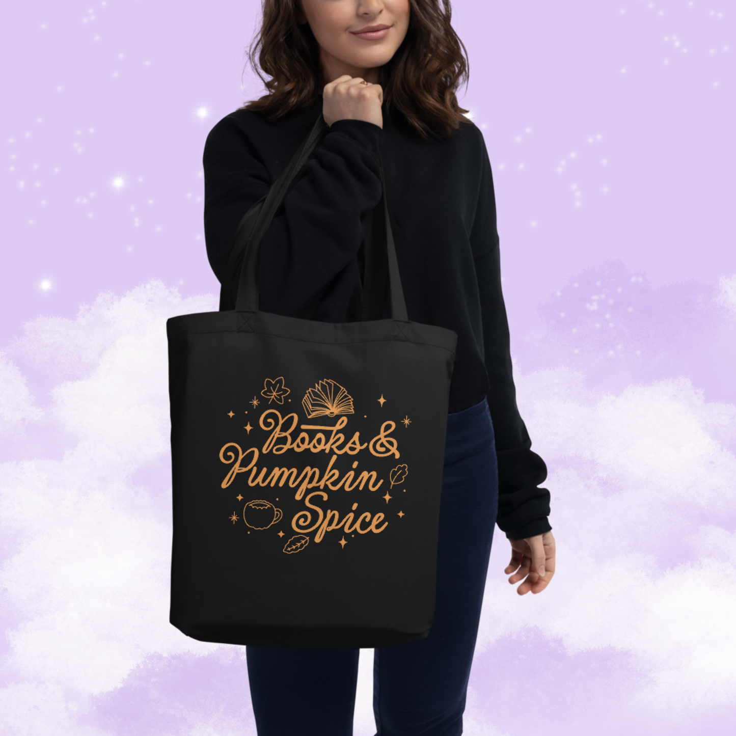 Books & Pumpkin Spice Autumn Eco Tote Bag