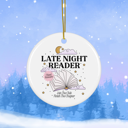Late Night Reader Ceramic Christmas Ornament
