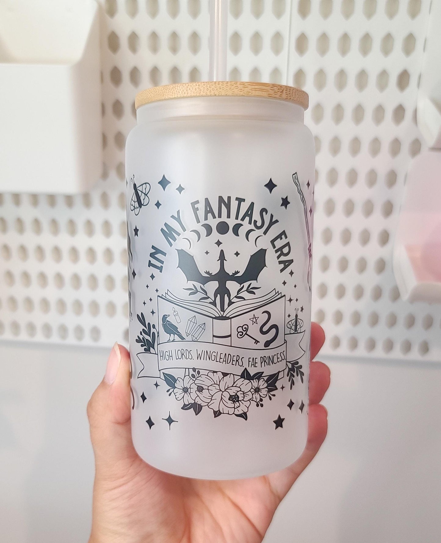 In My Fantasy Era 16oz Glass Tumbler With Lid and Straw