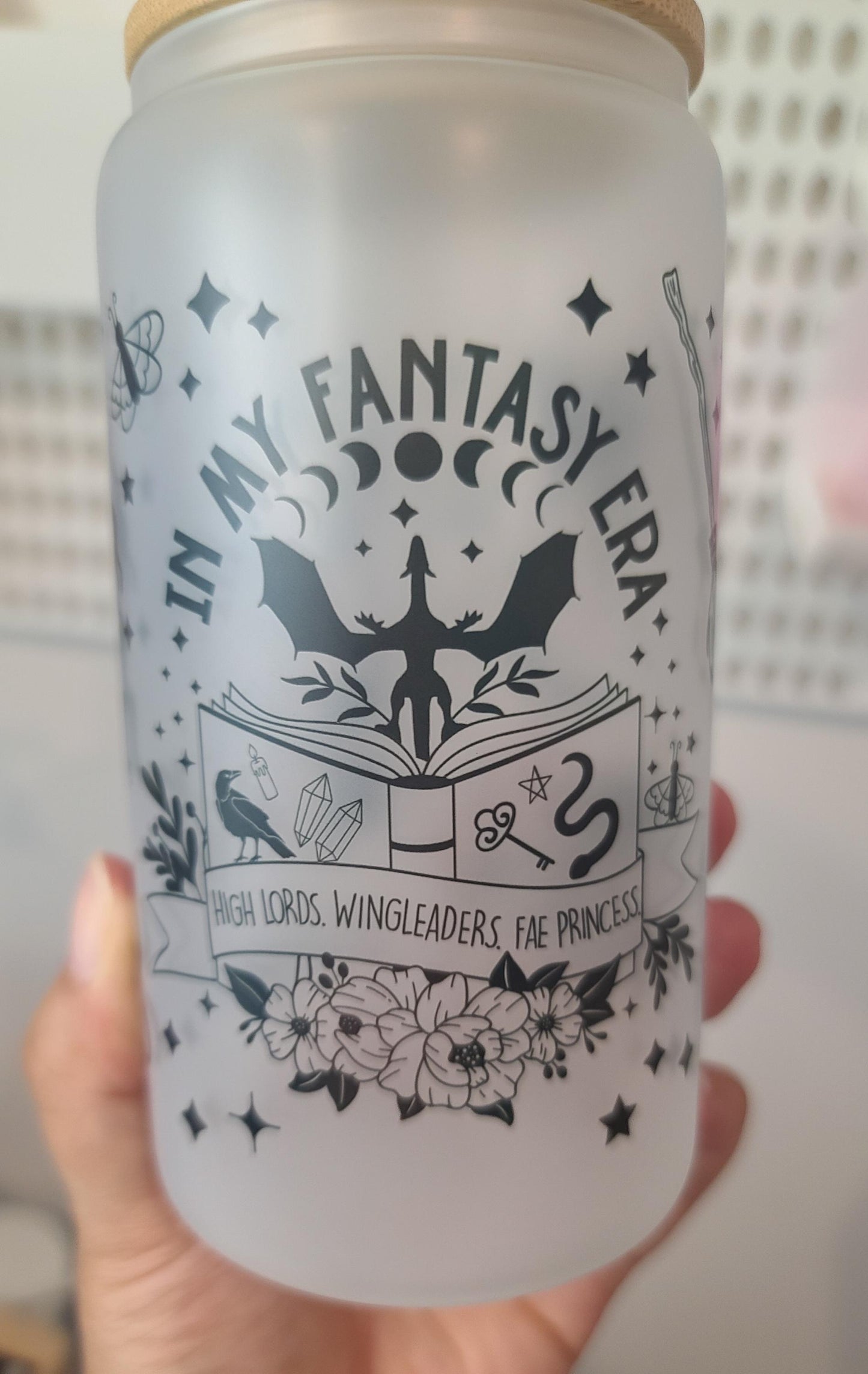 In My Fantasy Era 16oz Glass Tumbler With Lid and Straw