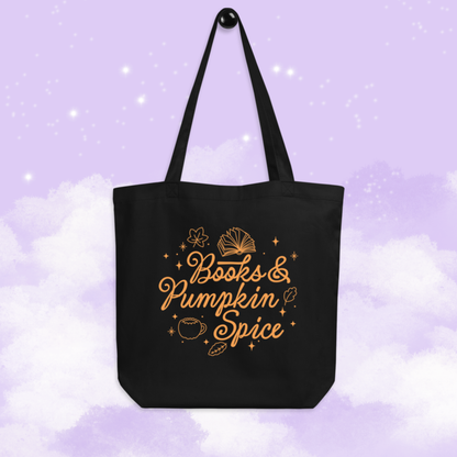 Books & Pumpkin Spice Autumn Eco Tote Bag