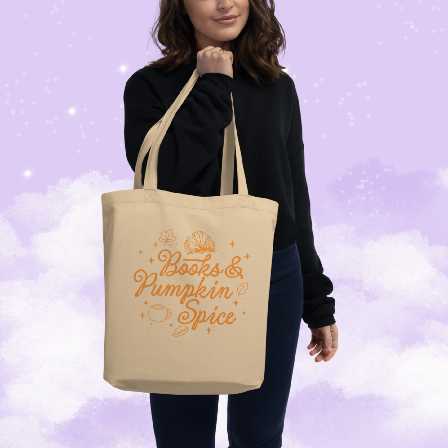 Books & Pumpkin Spice Autumn Eco Tote Bag